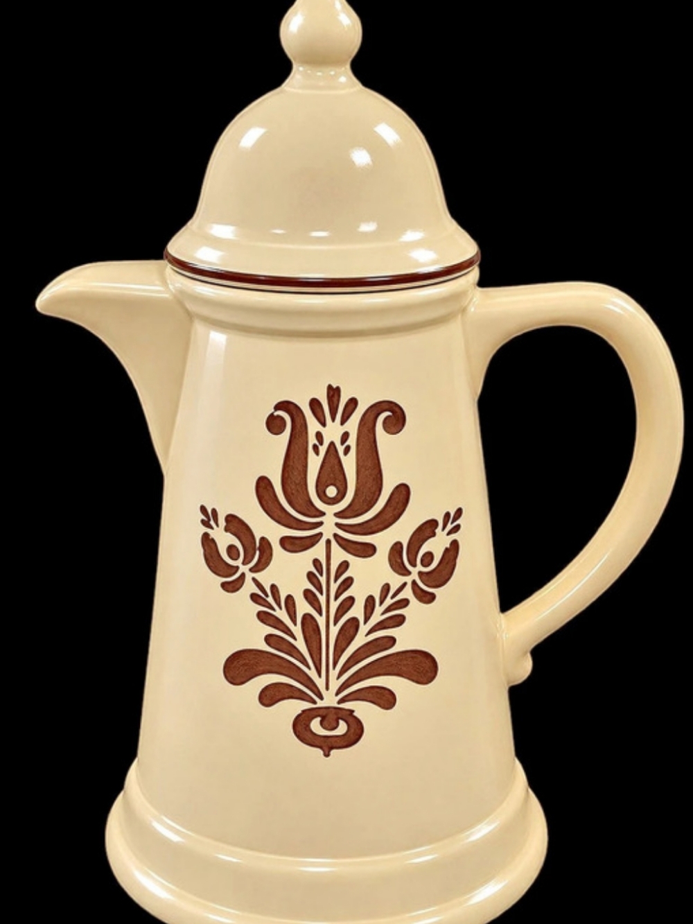 Pfaltzgraff Village Tall Coffee Pot with Lid (Model 6-490) Cream Floral